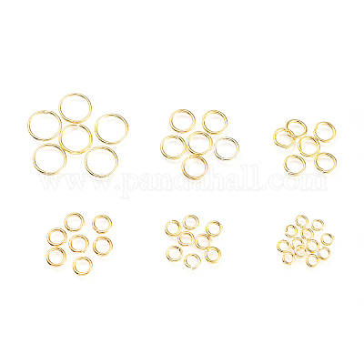 真鍮製オープンタイプ丸カン  ラウンド  ゴールドカラー  4~10x0.8~1mm  内径：2.4~8mm&nbsp;KK-JQ0001-01G-1