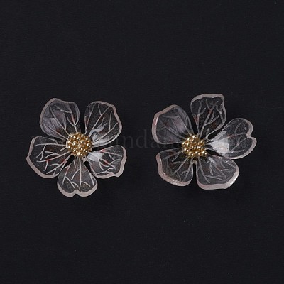 クリア樹脂カボション  花  透明  20.5x20.5x7mm&nbsp;RESI-L035-19-1