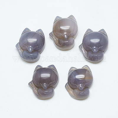 天然石グレーアゲートペンダント  キツネ  22.5~23x19~20x8.5~9.5mm  穴：1mm&nbsp;G-T122-16C-1