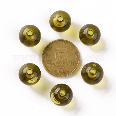 透明なアクリルビーズ  ラウンド  ゴールデンロッド  12x11mm  穴：2.5mm  約566個/500g&nbsp;MACR-S370-A12mm-737-1