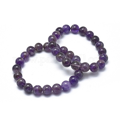 天然アメジストビーズストレッチブレスレット  ラウンド  内径：2-1/8インチ〜2-3/8インチ（5.5~6cm）  ビーズ：8mm&nbsp;BJEW-K212-B-034-1