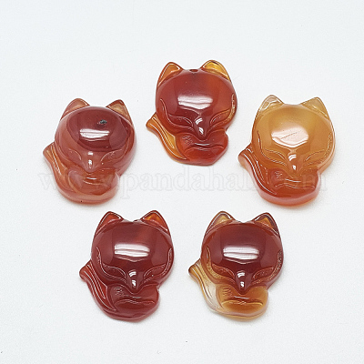 ナチュラルカーネリアン/レッドメノウペンダント  キツネ  22.5~23x19~20x8.5~9.5mm  穴：1mm&nbsp;G-T122-16B-1