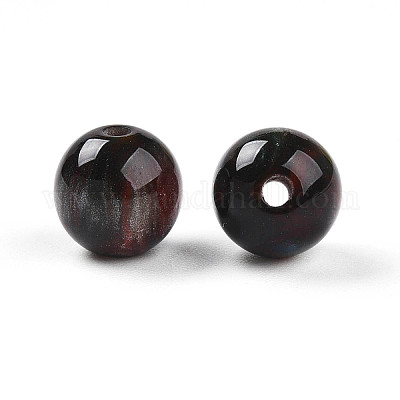 樹脂ビーズ  ラウンド  ツートン  ダークスレートグレー  8mm  穴：2mm&nbsp;RESI-YW0004-28A-09-1