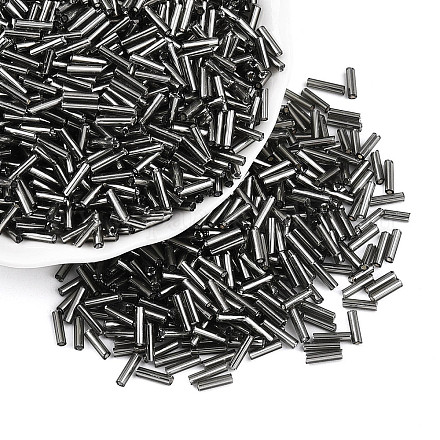 ガラス竹ビーズ  銀並ぶ  グレー  6~8x1.8mm  穴：0.6mm  10000個/ポンド&nbsp;TSDB6MM52-1