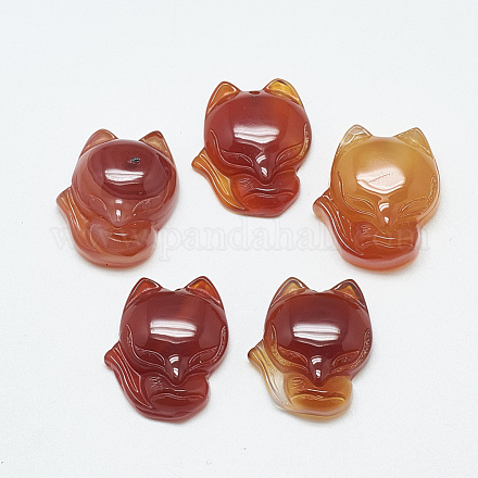 ナチュラルカーネリアン/レッドメノウペンダント  キツネ  22.5~23x19~20x8.5~9.5mm  穴：1mm&nbsp;G-T122-16B-1
