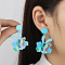 Easter Acrylic Dangle Stud Earrings, Rabbit, Light Sky Blue, 52x31mm