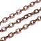 Iron Cable Chains, Unwelded, with Spool, Flat Oval, Cadmium Free & Nickel Free & Lead Free, Red Copper Color, 4.1x3x0.8mm, about 32.8 Feet(10m)/roll