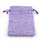 Burlap Packing Pouches Drawstring Bags, Medium Purple, 18x13cm