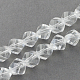 ガラスビーズ連売り  多面カット  ツイスト  透明  4x4x4mm  穴：1mm  約100個/連  14インチ&nbsp;X-GLAA-R042-4x4mm-15-1