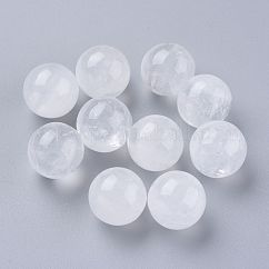 天然石クオーツクリスタルビーズ  ロッククリスタルビーズ  宝石の球  穴なし/ドリルなし  ラウンド  17.5~18mm