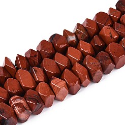天然石レッドジャスパービーズ連売り  ナゲット  多面カット  7~8x10~14x10~14mm  穴：1mm  約25~28個/連  7.48~7.87''（19~20センチメートル）&nbsp;G-N327-05-24