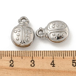 変色しない304ステンレススチールペンダント  てんとう虫のチャーム  ステンレス鋼色  16x11.5x6mm  穴：1.8mm&nbsp;STAS-N103-149P