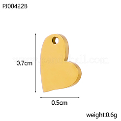 304ステンレスペンダント  ハートチャーム  イオンプレーティング（ip）  14KGP本金メッキ  7x5mm  穴：1mm&nbsp;STAS-OY019-65G