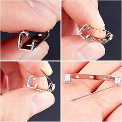 304 ステンレス ピン ブローチ バック バー 金具  ステンレス鋼色  32x5x6mm  穴：2mm  ピン：0.8mm  50個/箱&nbsp;STAS-UN0009-17P