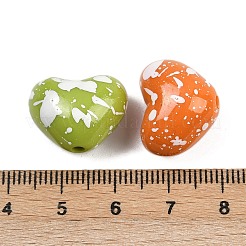 スプレー塗装された不透明なアクリルビーズ  ハート  ミックスカラー  15x18.5x12mm  穴：2mm  約252個/500g&nbsp;OACR-A040-04B