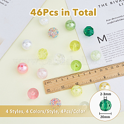 46個 25色アクリル、ABSプラスチック模造真珠、樹脂ラウンドビーズ  ミックスカラー  20mm&nbsp;OACR-DC0001-25