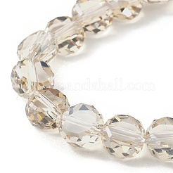 電気メッキガラスビーズセット  フラットラウンド  パール光沢メッキ  多面カット  古いレース  8x5mm  穴：1.2mm  約54個/連  15.51インチ（39.4cm）&nbsp;EGLA-L045-G-PL02