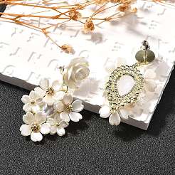 合金＆スターリングシルバー＆アクリルダングルスタッドピアス  花  ゴールドカラー  925mm&nbsp;EJEW-Q013-08A
