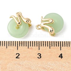 真鍮製チャーム  ヘビとフラットラウンド  ガラスと  18KGP本金メッキ  13x11x6mm  穴：1mm&nbsp;KK-A253-13G