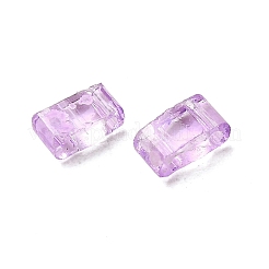 2穴透明ガラスシードビーズ  アンティークスタイル  長方形  パープル  5x2.5x2mm  穴：0.7mm&nbsp;SEED-S023-30B-26