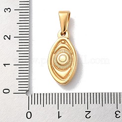 PVD真空メッキ304ステンレスペンダント  ジェットラインストーン付き  ナザールボンジュウ  ゴールドカラー  19.5x10x4mm  穴：6x3mm&nbsp;STAS-C107-01G