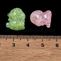 クリアクラックアクリルビーズ  恐竜  ABカラーメッキ  ミックスカラー  14.5x14x2.5mm  穴：2.5mm  約410個/500g&nbsp;AC-CBA4496-03