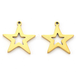 ステンレスペンダント201個  レーザー切断  スター  ゴールドカラー  16.5x15x1mm  穴：1.2mm&nbsp;STAS-N092-14G