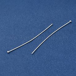 真鍮のボールヘッドピン  鉛フリー＆カドミウムフリー  925銀メッキ  50x0.6mm  ヘッド：1.5mm&nbsp;KK-H502-03I-S