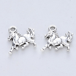 合金のチベット風チャーム  カドミウムフリー＆鉛フリー  馬  アンティークシルバー＆シルバー  15x14x2.5mm  穴：1.8mm  約500個/500g&nbsp;TIBE-R316-041AS-RS