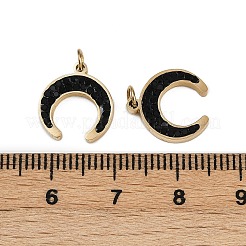 304ステンレススチールラインストーンペンダント  丸カン付き  イオンプレーティング（ip）  ムーンチャーム  ジェット  13x12x2mm  穴：2.5mm&nbsp;STAS-L290-44G