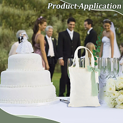 長方形ポリコットントートバッグ16個  紙製ギフトタグ16個付き。  5mのポリエステルシフォンリボンと16枚のPEプラスチックと鉄製の人工ユーカリの葉  ミックスカラー  39.5cm  バッグ：26x20x0.4センチメートル&nbsp;ABAG-PH0001-77