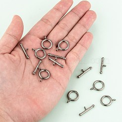 真鍮製リングマンテル  ガンメタ色  リング：19x14x3mm  バー：7x22x4mm  穴：1.5mm&nbsp;KK-L116-30B