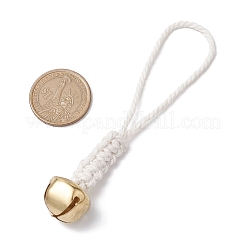 鉄の鐘のペンダントの装飾  マクラメ コットンコード 家のドアに吊るす飾り  ゴールドカラー  120mm&nbsp;HJEW-JM02421-03