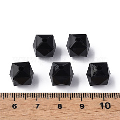 透明なアクリルビーズ  多面カット  キューブ  ブラック  10x11x11mm  穴：2mm  約670個/500g&nbsp;MACR-S373-132-B12
