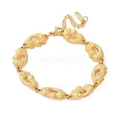 女性用304ステンレススチールテクスチャリンクブレスレット  18KGP本金メッキ  6-3/8インチ（16.1cm）&nbsp;BJEW-D303-01G