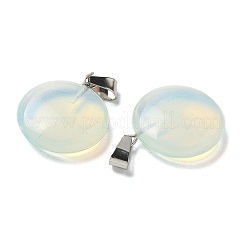 オパールペンダント  201ステンレススチール製金具付き  フラットラウンド  24x20x7mm  穴：4x7mm&nbsp;G-B127-14P-04