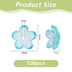 500 個の UV メッキアクリルビーズキャップ  5  - 花びらの花  ミックスカラー  12x12x3mm  穴：1.2mm&nbsp;PACR-DC0001-06