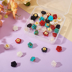 40色5穴プラスチックボタン1個  花  ミックスカラー  12x8.5mm  穴：3x2mm  8個/カラー&nbsp;FIND-TA0008-23