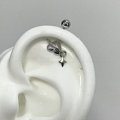 星付きハート304ステンレススチール製軟骨ピアス  ステンレス鋼色  バーの長さ: 10mm  ピン：1.2mm&nbsp;FS-WG89376-01