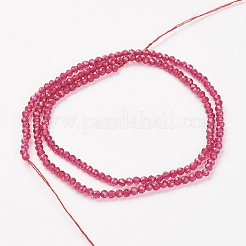 天然水晶ビーズ連  染め  模造ルビー  ラウンド  多面カット  2mm  穴：0.5mm  約180個/連  35cm&nbsp;G-G680-19