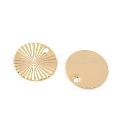 真鍮製チャーム  ニッケルフリー  18KGP本金メッキ  テクスチャ  フラットラウンド  10x0.5mm  穴：1.2mm&nbsp;KK-Z136-79G-01
