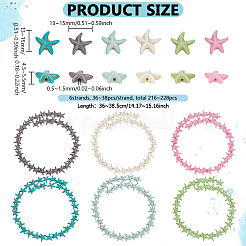6連売り6スタイル染色合成ターコイズビーズ  ミックスカラー  13~15x13~15x4.5~5.5mm  穴：0.5~1.5mm  1連/スタイル&nbsp;G-FH0002-62