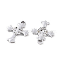 合金クリスタルラインストーンペンダント  ハートチャーム付きコルス  プラチナ  26x17.5x3mm  穴：2.2mm&nbsp;ALRI-C008-43P