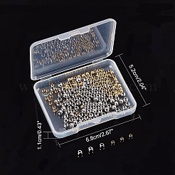 真鍮ビーズ  ラウンド  プラチナ·ゴールデン  4mm  穴：1.5~2mm＆3x2.5mm  穴：1.5mm  2色  100個/カラー  200個/箱&nbsp;KK-AR0001-25