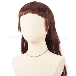 ガラスシードビーズネックレス  女性のための夏のジュエリー  カラフル  15.94インチ（40.5cm）&nbsp;NJEW-JN03825-01