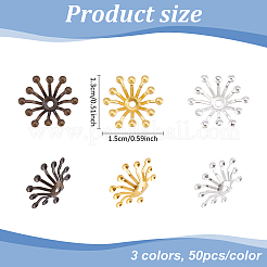 真鍮ビーズキャップ150色3個  ヘアスティックアクセサリー  花  ミックスカラー  13mm  50個/カラー&nbsp;OHAR-ME0001-01