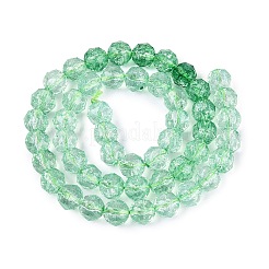 クラックル透明ガラスビーズ連売り  模造ゼリー  ラウンド  多面カット  薄緑  7.5~8mm  穴：0.8~1.5mm  約48~49個/連  13.98~14.57インチ（35.5~37cm）&nbsp;GLAA-Q108-02A-05