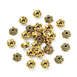 チベット風ビーズキャップ  花  アンティーク黄金  7x3mm  穴：1mm&nbsp;TIBEB-E016-AG