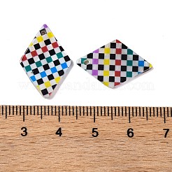 天然淡水シェルのペンダント  タータン柄の菱形チャーム  カラフル  21x14x2mm  穴：1.2mm&nbsp;LS-BSHE-S304-19A
