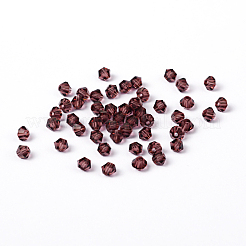 模造クリスタルガラスビーズ  トランスペアレント  多面カット  双円錐形  暗い蘭  4x3.5mm  穴：1mm 約720個/袋&nbsp;G22QS092
